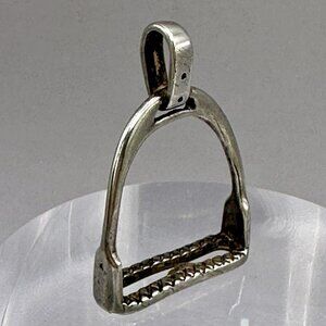 Horse Stirrup Equestrian Pendant Signed Kabana Sterling Silver Western Riding